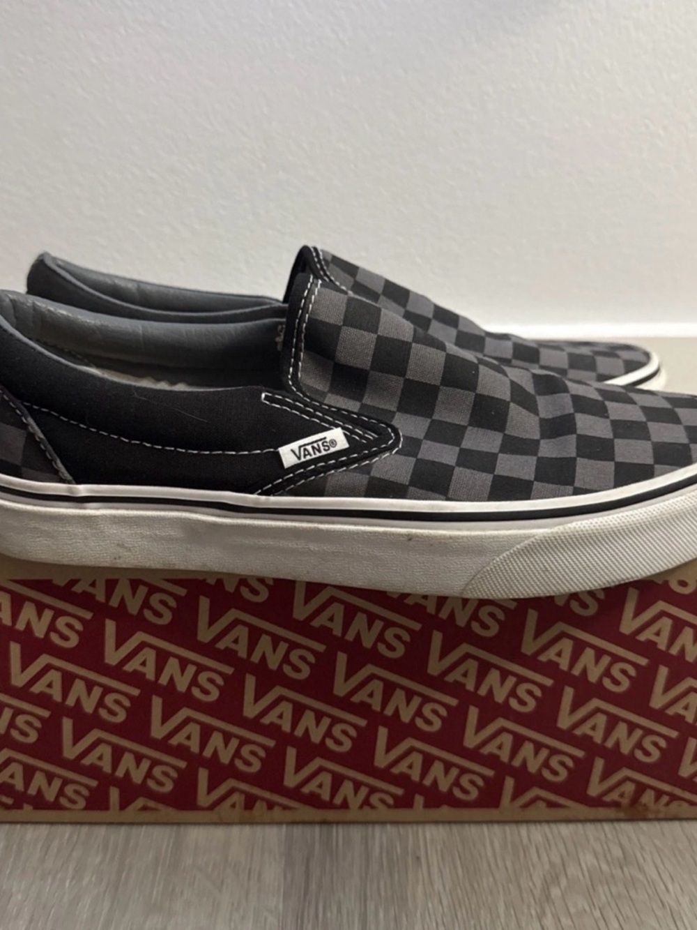 VANS Classic Slip-On Multicolored Grey Pewter Black Checkerboard men 8 women 9.5 - Picture 2 of 5